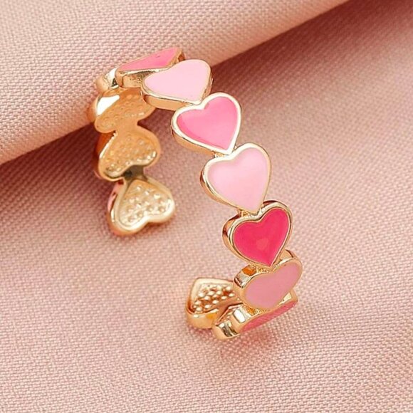 Boutique Jewelry - ONE LEFT---- Adjustable Colorful Heart-Shaped Inlaid Copper Ring